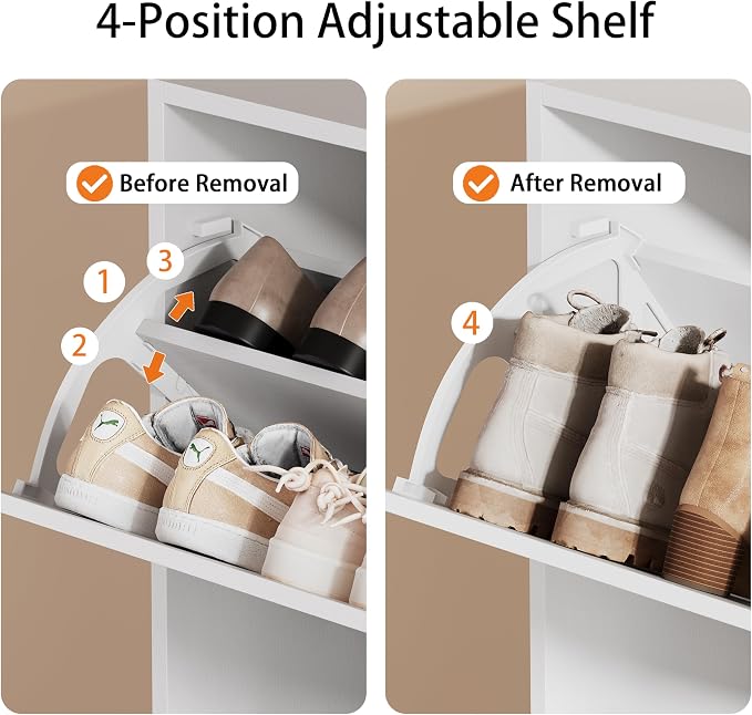 Shoe Storage Cabinet, Wood Shoe Organizer for Entryway with 3 Flip Drawers, Freestanding Shoe Rack with Adjustable Shelf, Narrow Shoe Dresser for Front Door Entrance (White, 3 Drawers)