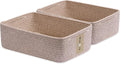 MiniArk Large Shallow Organizing Baskets 15x11x5.1 Inches - Rope Woven Storage Bins for Bathroom, Shelves, Cube Closet, Mixed Brown 2 Packs