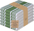 Urban Villa Kitchen Towels 100% Cotton Dish Towels for Kitchen (Set of 6)20”x30” Dish Cloths Highly Absorbent Kitchen Linen Set with Hanging Loop Perfect for Drying Dishes Cleaning Towels-Green White