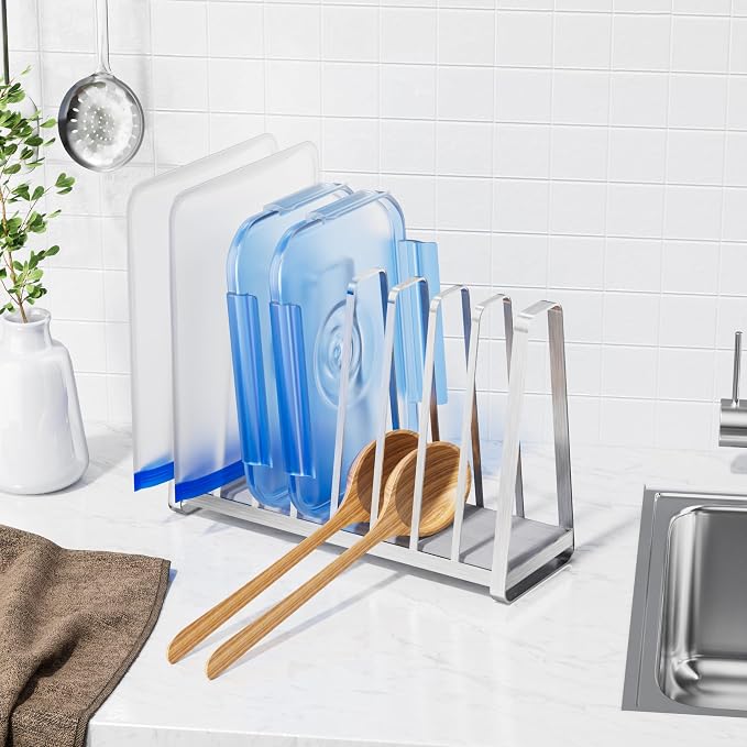 YIGII - Reusable Bag Drying Rack - Built in Quikly Dry Diatomite Stone Tray, Kitchen Drying Rack for Ziplock/Sandwich Storage Bags, Plastic Bag Drying Rack, Silver