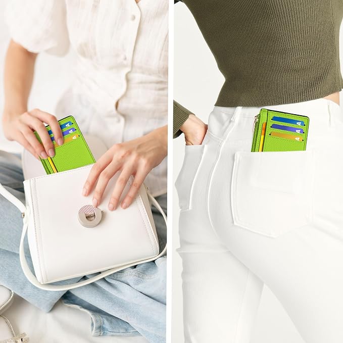 Tipmile Womens Credit Card Holder Wallet, Small Slim RFID Blocking Sleeve | Mini Tiny Cute ID Case, Minimalist Zipper Pocket Wallet, Thin Coin Purse, Mothers Gift