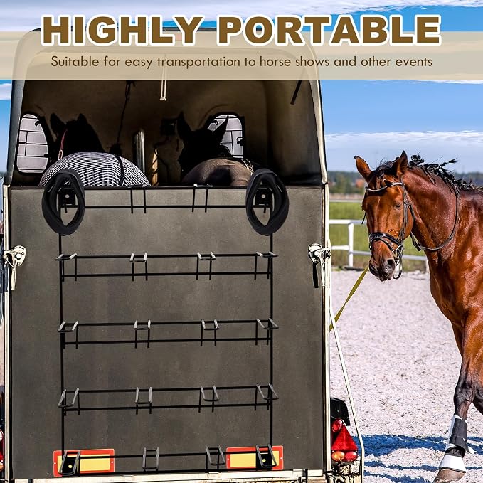 Duraaamo Horse Boot Rack Hold 10 Pairs of Boots Mounted Collapsible Organizer & Dry Hanger Boot Holder Storage for Equestrian Enthusiasts Horse Stall Accessories, 23 3/4" H X 17 1/2" W X 9 3/8" Depth