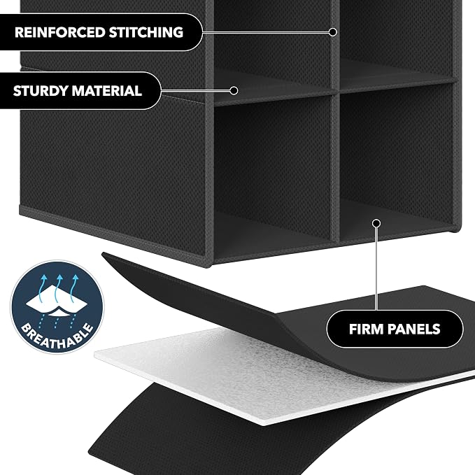 Simple Houseware 20 Section Shelves Hanging Shoes Organizer, Black | Dual Metal Hooks, 10 Tier, Holds Up to 20 lbs, for Narrow Space