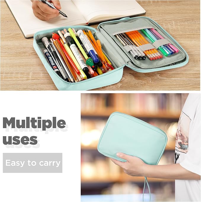 Zannaki Big Capacity Storage Pouch Marker Pen Pencil Case Simple Stationery Bag Box Art Tool & Sketch Storage Boxes for Bullet Journal Middle High School Office College Student Girl Women Adult Teen