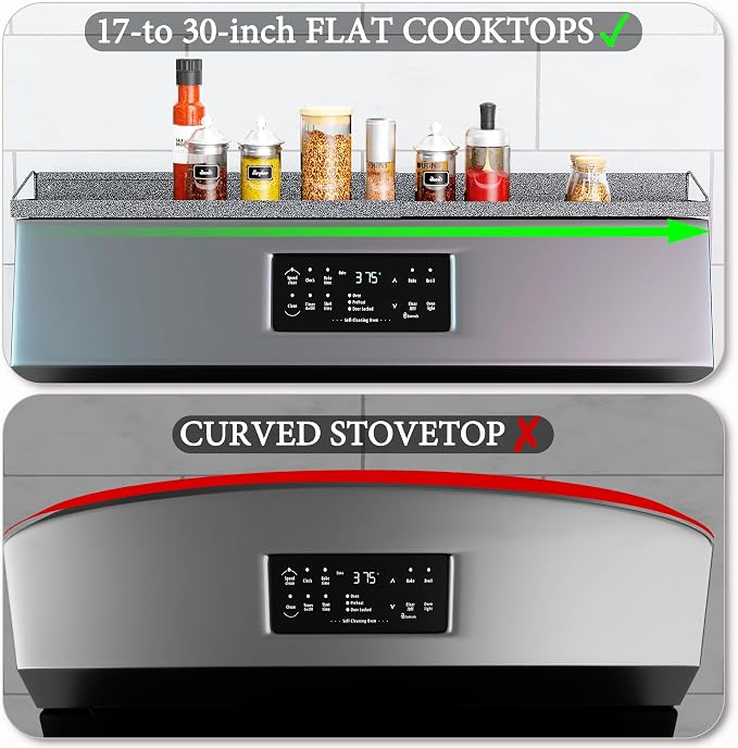 Magnetic Over the Stove Shelf, Extendable（16" to 30" ）Steel Spice Rack Shelf, Above Oven Storage Organizer, Stove Top Shelf for Kitchen Range, Back of Stove & Floating Shelves for Bathroom - Gray