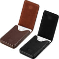Outus 2 Pcs Business Card Holder, PU Leather Business Card Case Pocket Wallet with Magnetic Shut for Men Women(Black and Coffee,Classic)