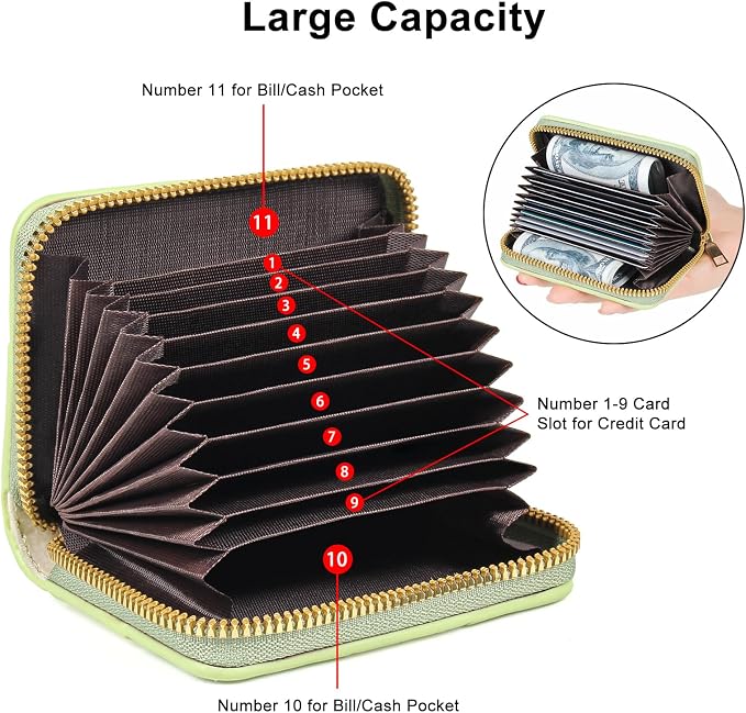 Credit Card Wallet, RFID Card Case Wallet, Zipper Card Cases Holder for Men Women, RFID Blocking, KeyChain Wallet, Compact Size Card Organizer Case for Women