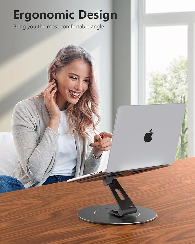 LOXP Ultra-Stable Laptop Stand for Desk with Larger Base | Military-Grade Aluminum Anti-Loosening Structure - Height Adjustable Laptop Stand Suitable for 10-17.3 inch