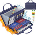 Tamfile Fireproof Accordion File Organizer with Handle, 13 Pocket Expanding File Folder with Zipper & Labels, File Folder with Multi-Pockets Paper Organizer Folder for Letter A4 Files, Blue
