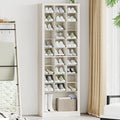 Hzuaneri 11 Tiers Shoe Storage Cabinet, Tall Shoes Cabinet with Cubby, Freestanding Wooden Shoe Organizer, 30-33 Pairs, Shoes Cubby Organizer for Entryway, Bedroom, Rustic White SR02014X