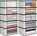 Fab totes 35L Closet Organizers and Storage, Foldable Under Bed Storage Containers, Storage bags for Organizing Bedroom, Closet, Clothing,Organization with Handle (10 Pack,Ivory)