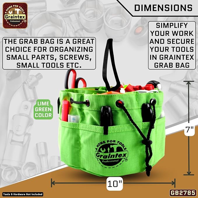 Graintex 18 Pocket Grab Bags Set of 3 Pcs Rip-Stop Canvas, Drawstring Closure, Small Parts Organizer Bag, Small Tools, Screws, Parts, Parachute Tool Bag, Parachute Tool Organizer for Essential Items