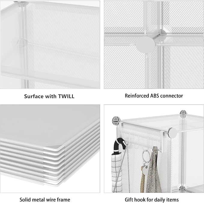 AWTATOS Cube Storage Organizer, 16 Cube Closet Organizers, Clear | DIY Stackable Storage Cube Shelves, Portable Closet, Plastic Clothes Organizer Shelving for Bedroom, Home Office