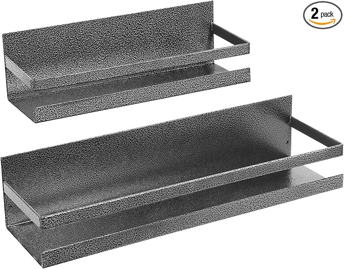 Uten Magnetic Spice Rack for Refrigerator 2 Pack, Spice Organizer Kitchen | Strong Metal Magnetic Shelf, Capacity of up to 23lbs,16"*4.5" and 12"*4", Scratch-resistant, Muti- Use, Gray