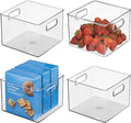 iDesign Clear Plastic Storage Bins, 4-Pack | For Kitchen Pantry and Fridge, For Cabinets and Shelves