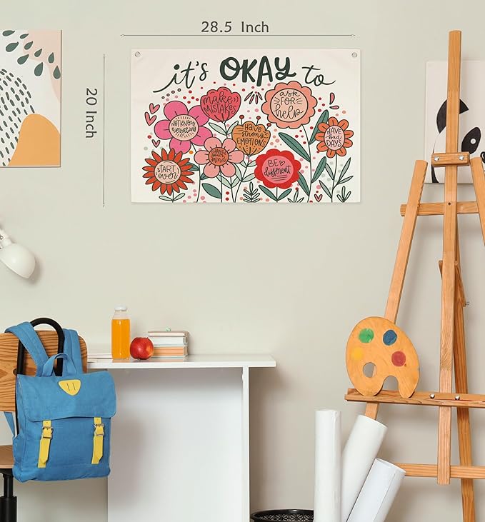 Classroom Wall Flag Decor-Teacher Gift-Inspirational Back to School Wall Banner Decor-It's Okay to Not Know Everything-Hanging Rectangular Canvas Banner for Classroom Teacher Office Reading Corner