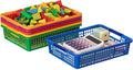 Basicwise 6-pc Assorted Colors Plastic Storage Basket Stackable Organizers for Paper Books Craft Supplies Pantry Items or Classroom Use Multi-Purpose Desk Accessories for Home School Daycare or Office