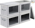Homsorout Fabric Storage Bins with Lids, Large Storage Cubes with Window, Fabric Storage Baskets Bins for shelves, Closet Storage Boxes for Clothes, Towel, Office, 4 Packs, Blended