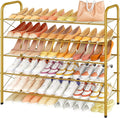 Hoctieon 5 Tier Shoe Rack for Closet, Durable Mesh Style Shoe Rack, Entryway Shoe Shelf, Shoe Storage Organizer for Hallway, Bedroom, Living Room, Wardrobe, Gold