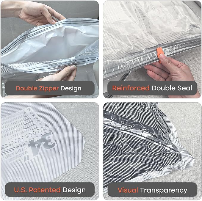 Vacbird Vacuum Seal Bags for Clothing with Rechargeable Cordless Pump, 15 Pack Vacuum Storage Space Saver Bags, Compression Packing for Clothes Bedding Blanket Pillows Comforters Luggage Travel