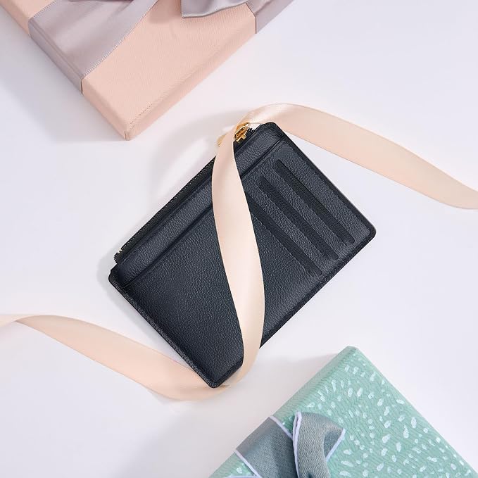 Tipmile Mens RFID Wallet, Small Slim Business Credit Card Holder, Mens Gift | Mini Tiny Cute ID Case, Minimalist Zipper Pocket Wallet, Thin Coin Purse, Mothers Gift