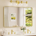 TETOTE 48 x 30 Inch Bathroom Mirror, Brushed Gold Metal Framed Wall Mounted Mirrors, Brushed Brass Rectangle Modern Decorative Vanity Mirror (Horizontal/Vertical)