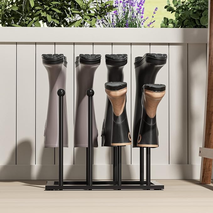 pickpiff Free Standing Shoe Racks - Black Metal Boot Rack, Shoe Organizer for Dorm Room, Closet, Entryway, Bedroom, Patio Outdoor, Hallway, Black Shoe Rack Organizer, Shoe Storage Fit for 4 Pairs