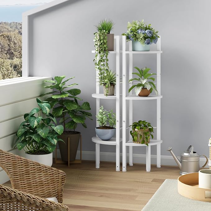 Tajsoon Small Corner Shelf Stand 3 Tier 39.6" Industrial Corner Display Shelf Shelving Unit, Corner Tables for Small Spaces, Bedroom, Living Room, Office, Kitchen, White