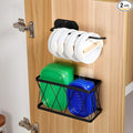 YIGII Adhesive Cabinet Door Organizer with Tumbler Lid Organizer, Wall Mounted Lid Organizers Inside Cabinet for Tupperware Storage, Slim Space Kitchen Basket for Pantry, Under Sink