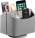 PU Leather 360° Rotatable Remote Control Holder,Nightstand TV Remote Caddy | Office Supplies Desktop Organizer,Spinning Storage Box for Pen,Mail,Phone,DVD, Blu-Ray, Media Player, Heater Controllers