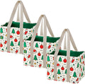 VENO 3 Pack Reusable Grocery Bags, Shopping Bags for Groceries, Tote with Handles and Hard Bottom, Foldable Shopping Cart Organizer, Water Resistant, Heavy-Duty (Jingle Mix, 6 Gallon)
