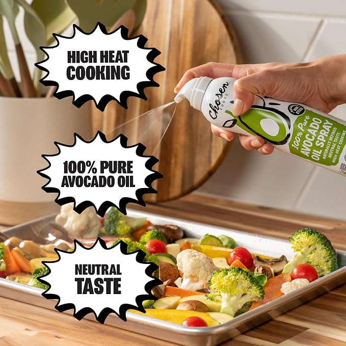 Chosen Foods Avocado Oil Spray, 4.7 Oz - All Purpose Cooking Spray made from 100% pure avocados - Non-GMO, Gluten-Free, Keto Friendly - 134g (Pack Of 1)