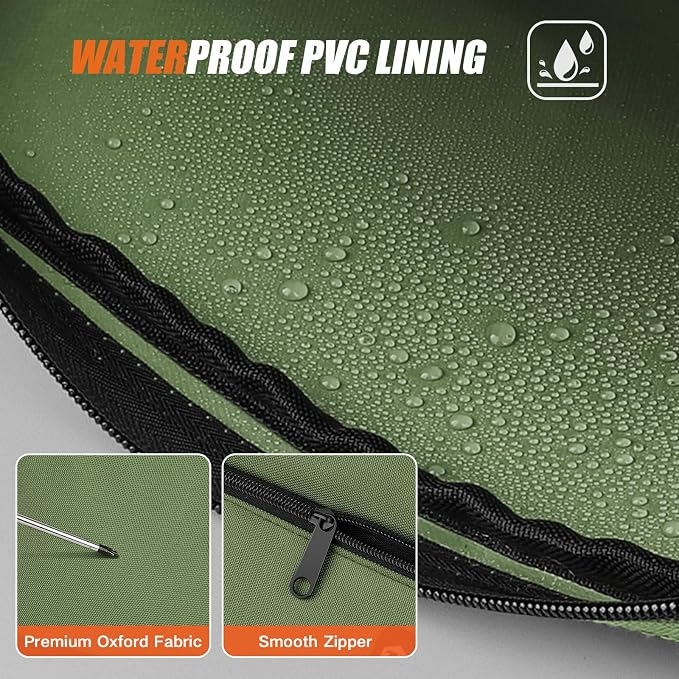 Tool Pouch 2-Pack 12" 10", Divider Zipper Bag, Small Tool Box Organizer | Waterproof, Heavy-duty Oxford, Smooth Zipper, D-Ring, Storage Case for Car Work Tool. Electrician Gift, Orange/Green