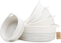 NaturalCozy 5-Piece Round Woven Cotton Rope Storage Baskets for Organizing, Small Shallow Nesting Set for Montessori Toys, Entryway Catchall, Fruit Bowl, Key Tray, Remote Holder, Nursery & Pet Toys