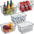 JUNCHU CHERRY Wire Kitchen Storage Basket 5 Packs,Perfect Pantry Organization Accessories Basket,Laundry,Countertop Organization,Suitable for Kitchen,Bathroom,Bedroom,Tabletop,Stackable,Black