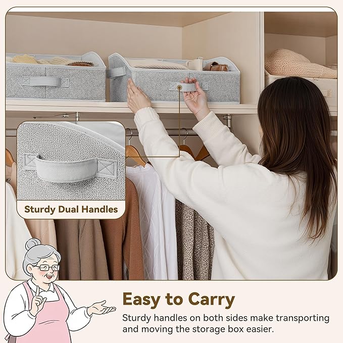 GRANNY SAYS Purse Organizer for Closet, Trapezoid Storage Bins, Closet Organizers and Storage, Decorative Storage Baskets for Shelves, Clothes, Toys, Towels, Ash Gray, 3-Pack