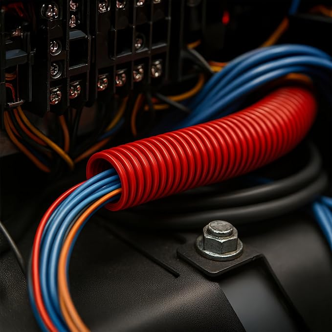 Electriduct Split Wire Loom Tubing Polyethylene Corrugated Flexible Conduit - 1" Nominal Size - 10 Feet - White