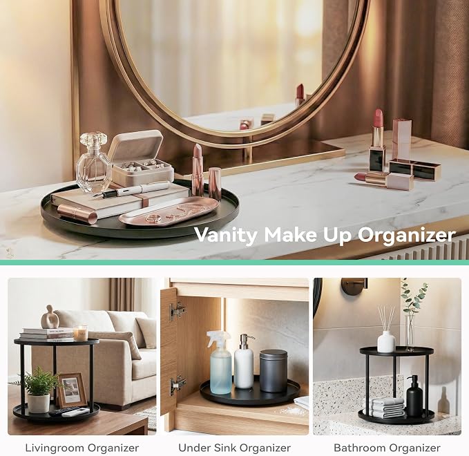 MUNEK 9" Lazy Susan Organizer,Metal Rotating Spice Rack Organization,Lazy Susan for Table Top,Pantry, Bathroom, Vanity, Black