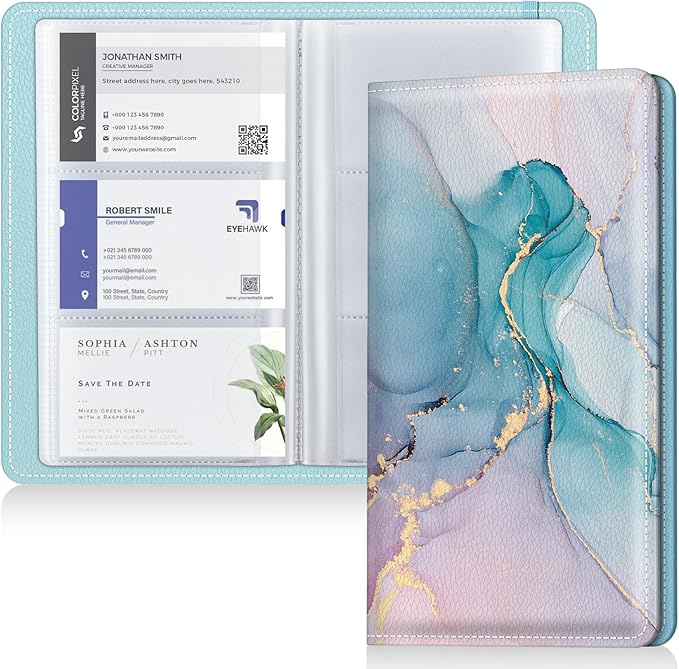 Pu leather business card organizer， 240 Capacity business card holder organizer，Credit card holder for women and men