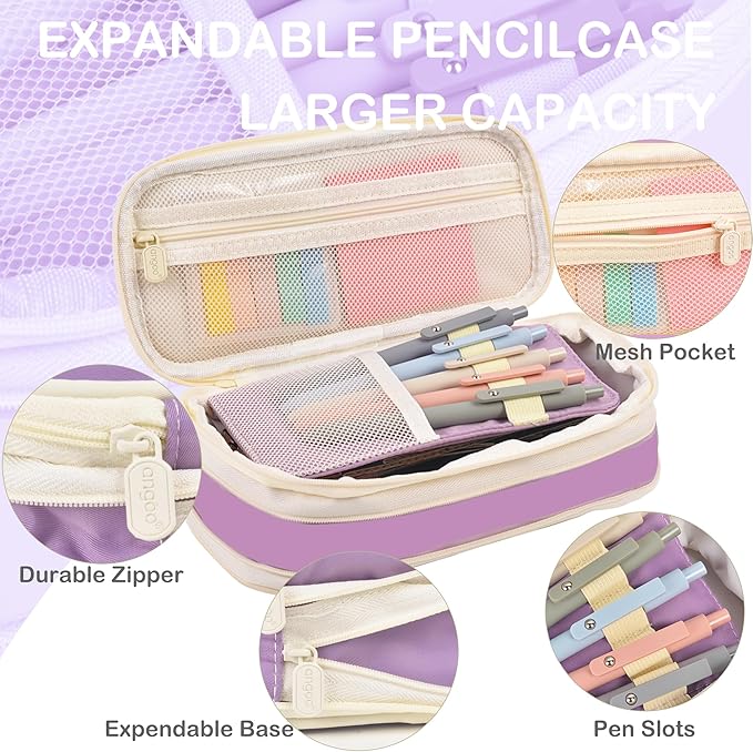 Aesthetic School Supplies with Pencil Pouch - 57 Pcs Cute College Essentials Set, Big Capacity Pen Case, Eraser Holder, Pastel Highlighters, Bible Study Journaling Stationary Kit for Girls Teens