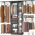 Armocity 8FT Heavy Duty Wood Closet System, 1500 LBS+ Capacity Wall Mounted Walk-in Closet Organizer with 2 Drawers & 4 Hanging Rods, 96'' Custom Bedroom Storage Wardrobe, Oak