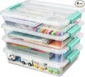 AREYZIN 6 Qt Clear Storage Bins with Lids,Stackable Plastic Storage Containers with Secure Latches,Multi-Purpose Classroom Storage Organizer for Craft Supplies,Paper & Office Stationery,4 Pack
