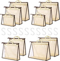 10 Set Handbag Storage Organizer Dust Bags for Purses Handbags Closet, Clear Purse Protector Storage Bag Dust Cover for Bags, Closet Organizer for Handbags with Hooks