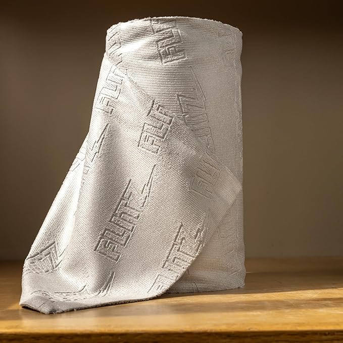 FLITZ Tear Away Microfiber Towel Roll (50 Sheets) - USA-Made 12" x 12" Cloth Paper Towels - Reusable & Washable Ultra Absorbent Cleaning Cloth Roll for Cars, Kitchens, Appliances - Grey (1 Pack)