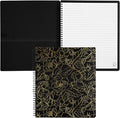 Steel Mill & Co Cute Large Spiral Notebook College Ruled, 11" x 9.5" with Durable Hardcover and 160 Lined Pages (Gold Floral)