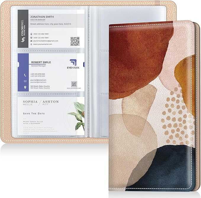 Pu leather business card organizer， 240 Capacity business card holder organizer，Credit card holder for women and men
