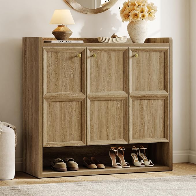 SICOTAS Shoe Storage Cabinet for Entryway, 6-Tier Shoe Cabinet with 3 Doors | 47.6" Wide Extra Large Shoe Cabinet with 3 Doors, Holds Up to 30 Pairs, Adjustable Shelves Shoes Rack Organizer for Hallway
