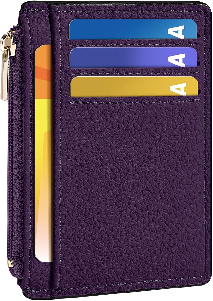 Tipmile Womens Credit Card Holder Wallet, Small Slim RFID Blocking Sleeve | Mini Tiny Cute ID Case, Minimalist Zipper Pocket Wallet, Thin Coin Purse, Mothers Gift