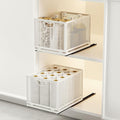 2 Pack Pull Out Cabinet Organizer, No Drill Adhesive Sliding Drawers for Kitchen, Metal Mesh Wire Storage Shelf for Pantry & Under Sink, White (9.6" W x 11.8" D x 8.4" H)