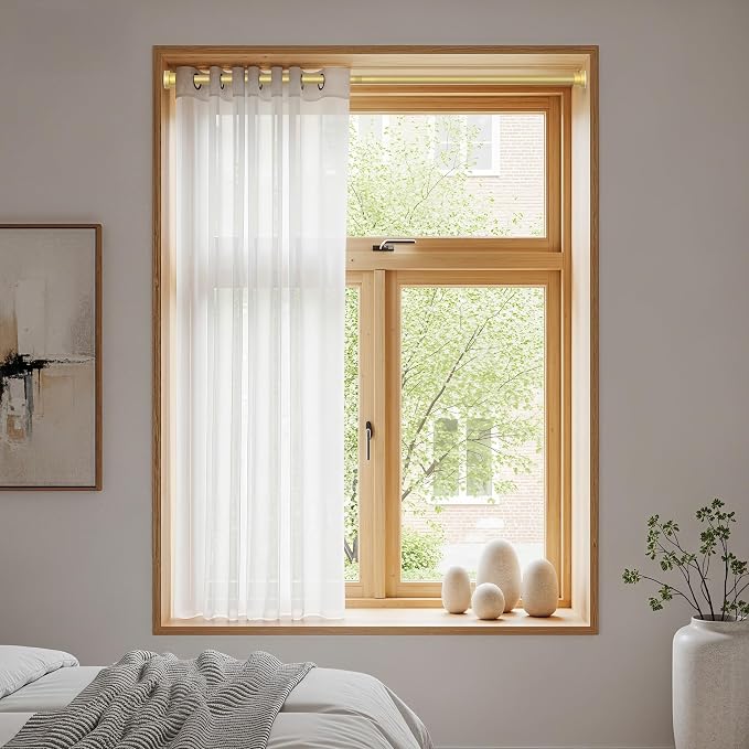 Tension Curtain Rod 46-76Inch Curtain Rods for Windows Gold Spring Curtain Rod no Drilling Adjustable Expandable Tension Rods for Windows,Doorway,Closet,Bedroom